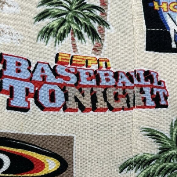Vintage ESPN Zone Shirt Mens L Hawaiian Rayon Sports Center Party All Over Print - Picture 7 of 13